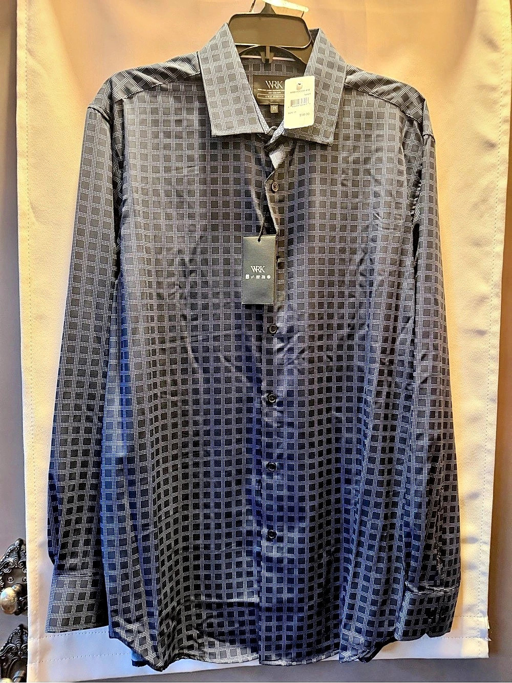 WRK Men's Geometric Button Down in Blue